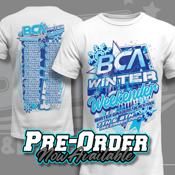 BCA Winter Weekender 2024 T-shirt Pre-order Artwork